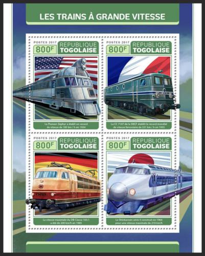 Poštové známky Togo 2017 Moderní lokomotívy Mi# 8249-52 Kat 13€
