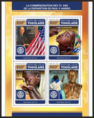 Poštové známky Togo 2017 Paul Harris, Rotary Intl. Mi# 8259-62 Kat 13€