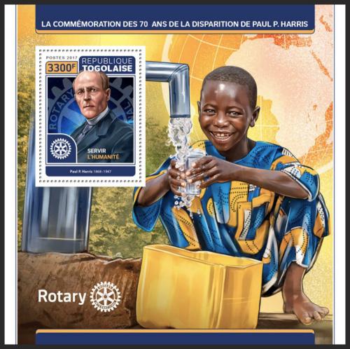 Poštová známka Togo 2017 Paul Harris, Rotary Intl. Mi# Block 1463 Kat 13€