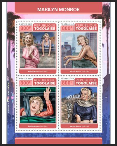 Poštové známky Togo 2017 Marilyn Monroe Mi# 8264-67 Kat 13€