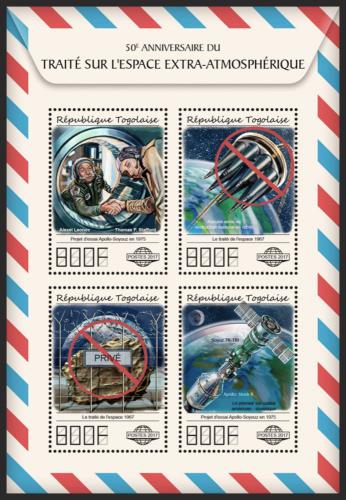 Poštové známky Togo 2017 Vesmírná smlouva, 50. výroèie Mi# 8492-95 Kat 13€