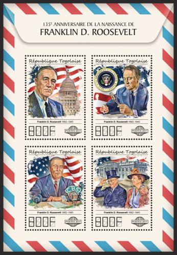Poštové známky Togo 2017 Prezident Franklin D. Roosevelt Mi# 8517-20 Kat 13€