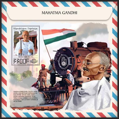 Poštová známka Togo 2017 Mahátma Gándhí Mi# Block 1506 Kat 13€