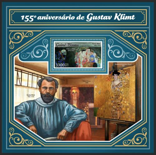 Potov znmka Guinea-Bissau 2017 Umenie, Gustav Klimt Mi# Block 1642 Kat 12.50 - zvi obrzok