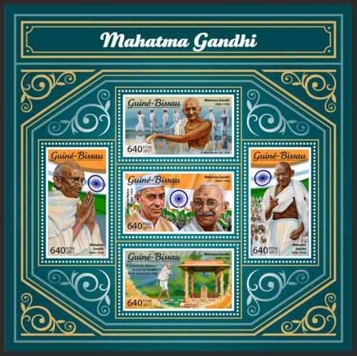 Poštové známky Guinea-Bissau 2017 Mahátma Gándhí Mi# 9524-28 Kat 12€