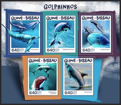 Poštové známky Guinea-Bissau 2017 Delfíny Mi# 9577-81 Kat 12€