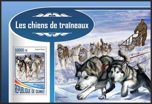 Poštovní známka Guinea 2017 Tažní psi Mi# Block 2832 Kat 20€