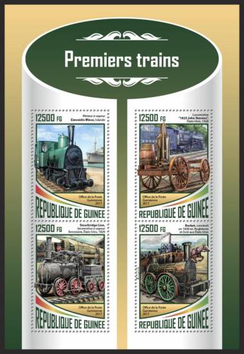 Poštové známky Guinea 2017 První parní lokomotívy Mi# 12695-98 Kat 20€