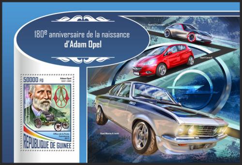 Poštová známka Guinea 2017 Automobily Opel Mi# Block 2839 Kat 20€