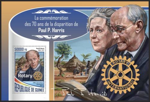 Poštová známka Guinea 2017 Paul Harris, Rotary Intl. Mi# Block 2842 Kat 20€