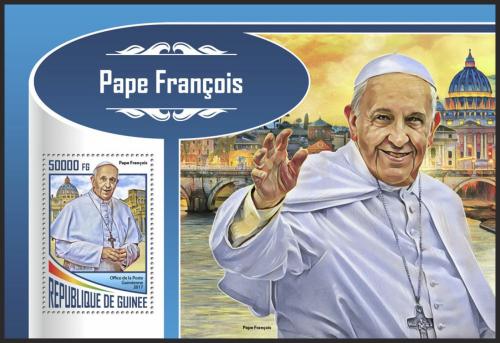 Poštová známka Guinea 2017 Papež František Mi# Block 2846 Kat 20€