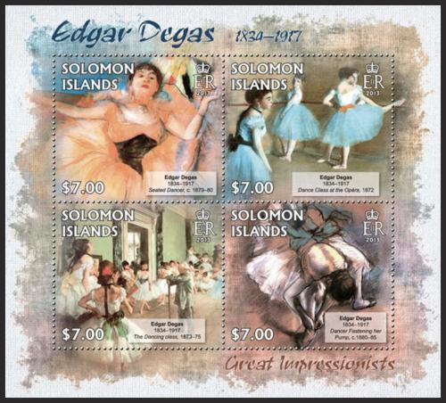 Poštové známky Šalamúnove ostrovy 2013 Umenie, Edgar Degas Mi# 1691-94 Kat 9.50€