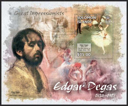 Poštová známka Šalamúnove ostrovy 2013 Umenie, Edgar Degas Mi# Block 132 Kat 12€