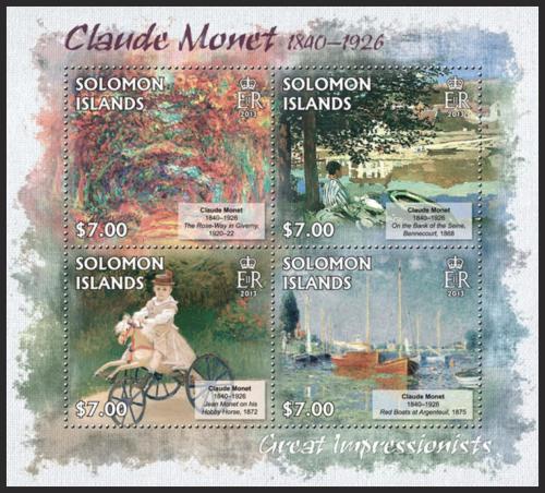 Potov znmky alamnove ostrovy 2013 Umenie, Claude Monet Mi# 1706-09 Kat 9.50