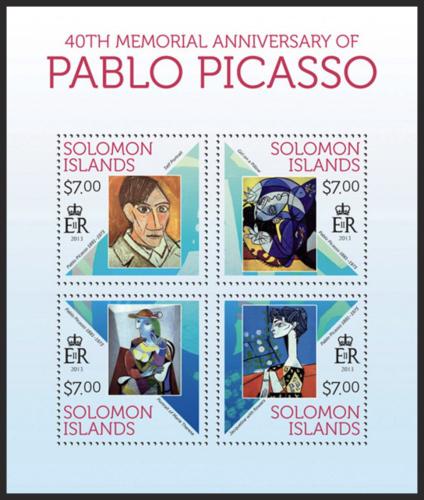 Potov znmky alamnove ostrovy 2013 Umenie, Pablo Picasso Mi# 2192-95 Kat 9.50