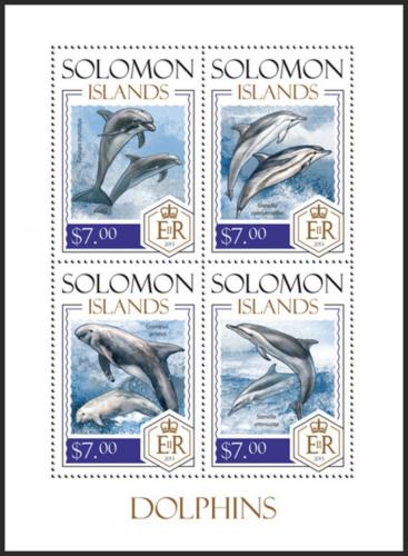 Poštové známky Šalamúnove ostrovy 2014 Delfíny Mi# 2337-40 Kat 9.50€