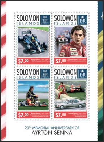 Potov znmky alamnove ostrovy 2014 Ayrton Senna Mi# 2567-70 Kat 9.50