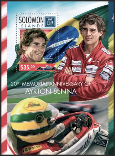 Potov znmka alamnove ostrovy 2014 Ayrton Senna Mi# Block 295 Kat 12  - zvi obrzok