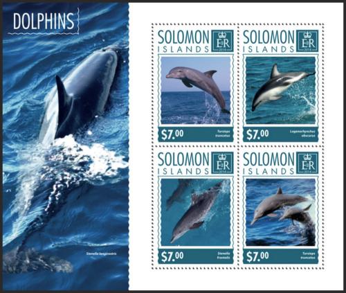Poštové známky Šalamúnove ostrovy 2014 Delfíny Mi# 2842-45 Kat 9.50€