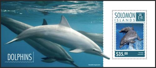 Poštová známka Šalamúnove ostrovy 2014 Delfíny Mi# Block 350 Kat 12€