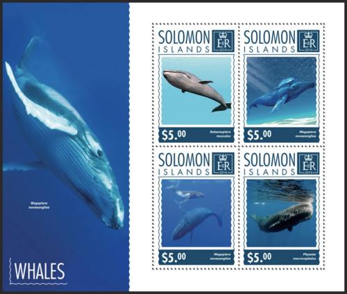 Poštové známky Šalamúnove ostrovy 2014 Ve¾ryby Mi# 2947-50