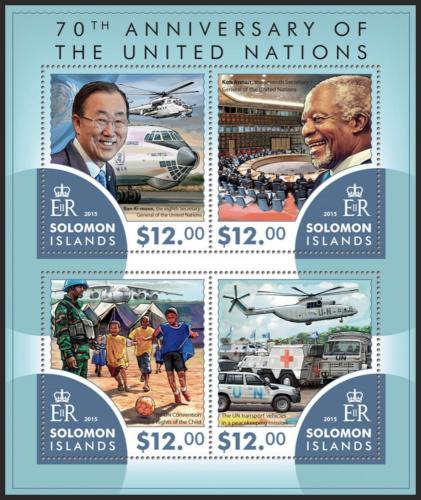 Poštové známky Šalamúnove ostrovy 2015 OSN, 70. výroèie Mi# 3357-60 Kat 17€