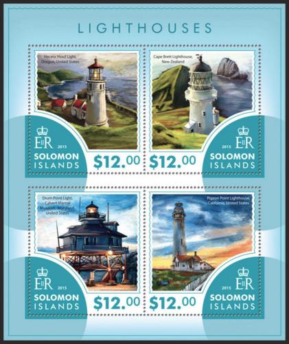 Poštové známky Šalamúnove ostrovy 2015 Majáky Mi# 3367-70 Kat 17€