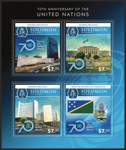 Poštové známky Šalamúnove ostrovy 2015 OSN, 70. výroèie Mi# 3456-59 Kat 9.50€