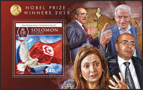 Potovn znmka alamounovy ostrovy 2015 Nobelova cena Mi# Block 476 Kat 14