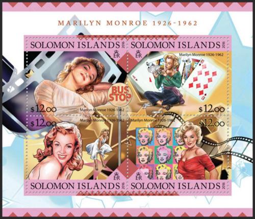 Poštové známky Šalamúnove ostrovy 2016 Marilyn Monroe Mi# 3661-64 Kat 14€