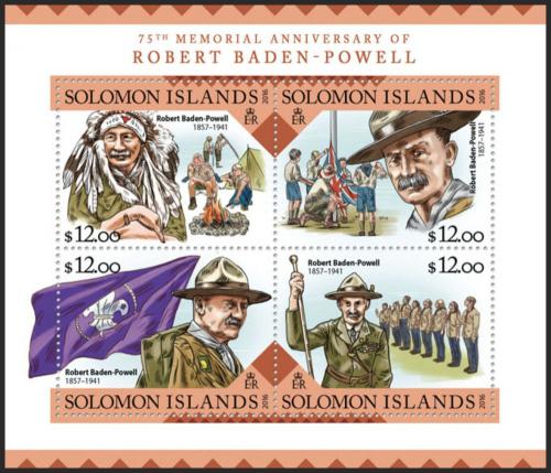 Poštové známky Šalamúnove ostrovy 2016 Robert Baden-Powell Mi# 3676-79 Kat 14€