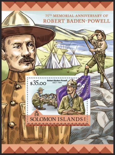 Poštová známka Šalamúnove ostrovy 2016 Robert Baden-Powell Mi# Block 516 Kat 11€