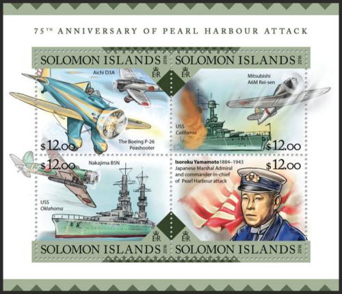 Potov znmky alamnove ostrovy 2016 tok na Pearl Harbor Mi# 3681-84 Kat 14 