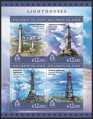 Poštové známky Šalamúnove ostrovy 2016 Majáky Mi# 3776-79 Kat 14€