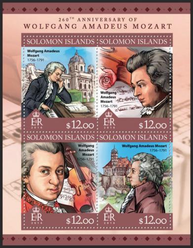 Potov znmky alamnove ostrovy 2016 Wolfgang Amadeus Mozart Mi# 3836-39 Kat 14