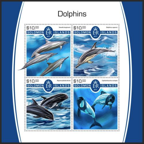 Poštové známky Šalamúnove ostrovy 2017 Delfíny Mi# 4782-85 Kat 12€
