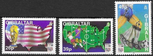 Potov znmky Gibraltr 1994 MS ve futbale Mi# 687-89