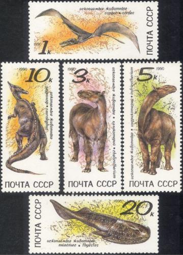 Potovn znmky SSSR 1990 Dinosaui Mi# 6116-20