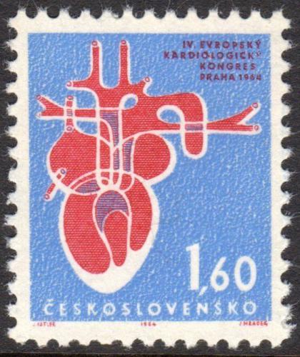 Potov znmka eskoslovensko 1964 IV. evropsk kardiologick kongres Mi# 1482 - zvi obrzok