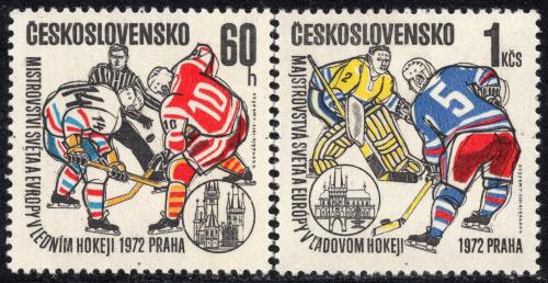 Potov znmky eskoslovensko 1972 MS v lednm hokeji Mi# 2065-66