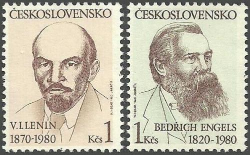 Potov znmky eskoslovensko 1980 V. I. Lenin a Bedich Engels Mi# 2565-66 - zvi obrzok
