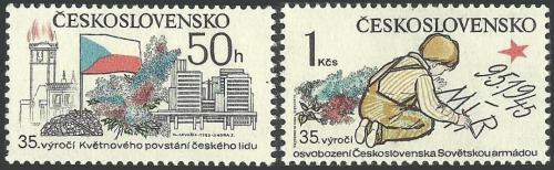 Potov znmky eskoslovensko 1980 Oslobodenie a Kvtnov povstn, 35. vroie Mi# 2567-68 - zvi obrzok