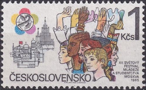 Potov znmka eskoslovensko 1985 XXII. svtov festival mldee v Moskv Mi# 2823 - zvi obrzok