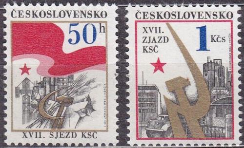 Potov znmky eskoslovensko 1986 XVII. sjezd KS Mi# 2853-54