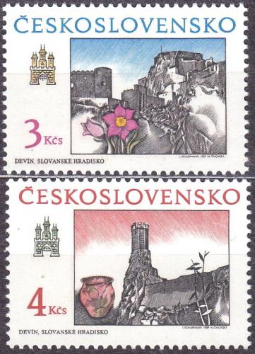 Potov znmky eskoslovensko 1989 Bratislavsk historick motivy Mi# 3022-23