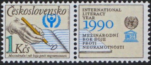 Potov znmka eskoslovensko 1990 Medzinrodn rok boje proti negramotnosti Mi# 3029 - zvi obrzok