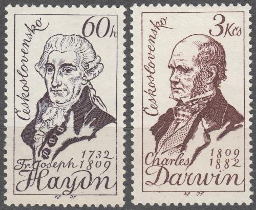 Potov znmky eskoslovensko 1959 Joseph Haydn a Charles Darwin Mi# 1161-62