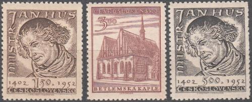 Potov znmky eskoslovensko 1952 Jan Hus a Betlmsk kaple Mi# 743-45 - zvi obrzok