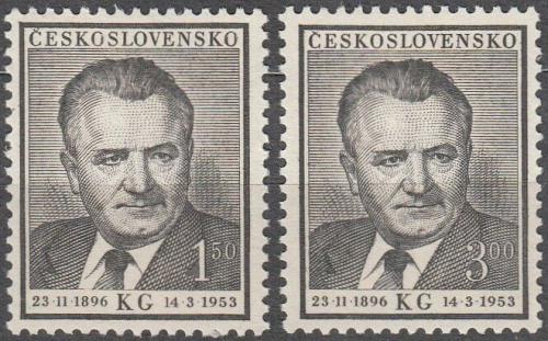 Potov znmky eskoslovensko 1953 Prezident Klement Gottwald Mi# 793-94