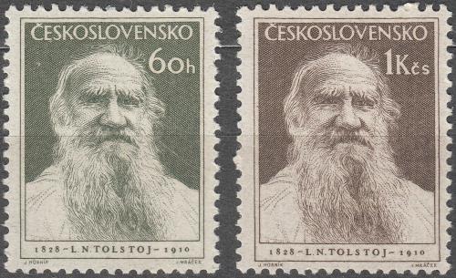 Potov znmky eskoslovensko 1953 Lev Nikolajevi Tolstoj Mi# 840-41